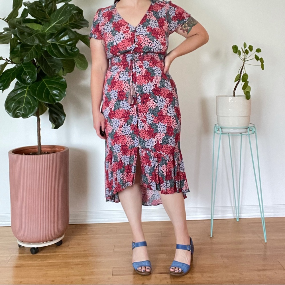 Floral Botanical Ruffle Dress by Knox Rose L
